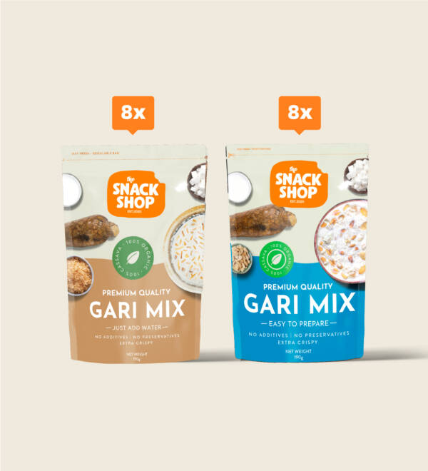 16 Packs of Gari Mix with Coconuts and Gari Mix with Peanuts